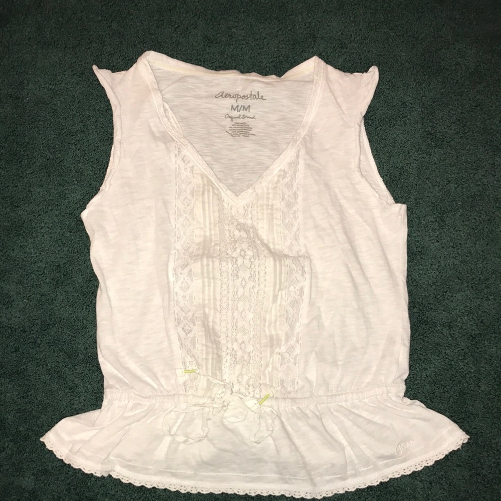 NEVER WORN- Aeropostale white crochet tank top